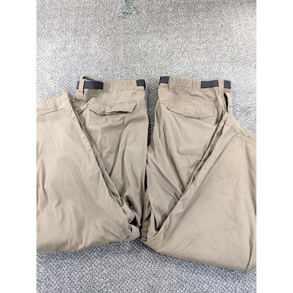 2 Pair BC Clothing Mens XXL x32 Tan Convertible Cargo Pants Hiking Zip Off Khaki